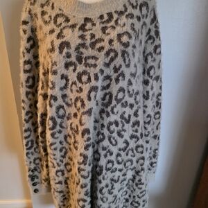 Maurices Gray Leopard Print Sweater Dress